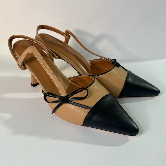 moyilishan Shoes - Moyilishan Black and Apricot Women's Sling Back Heels - 9‎
